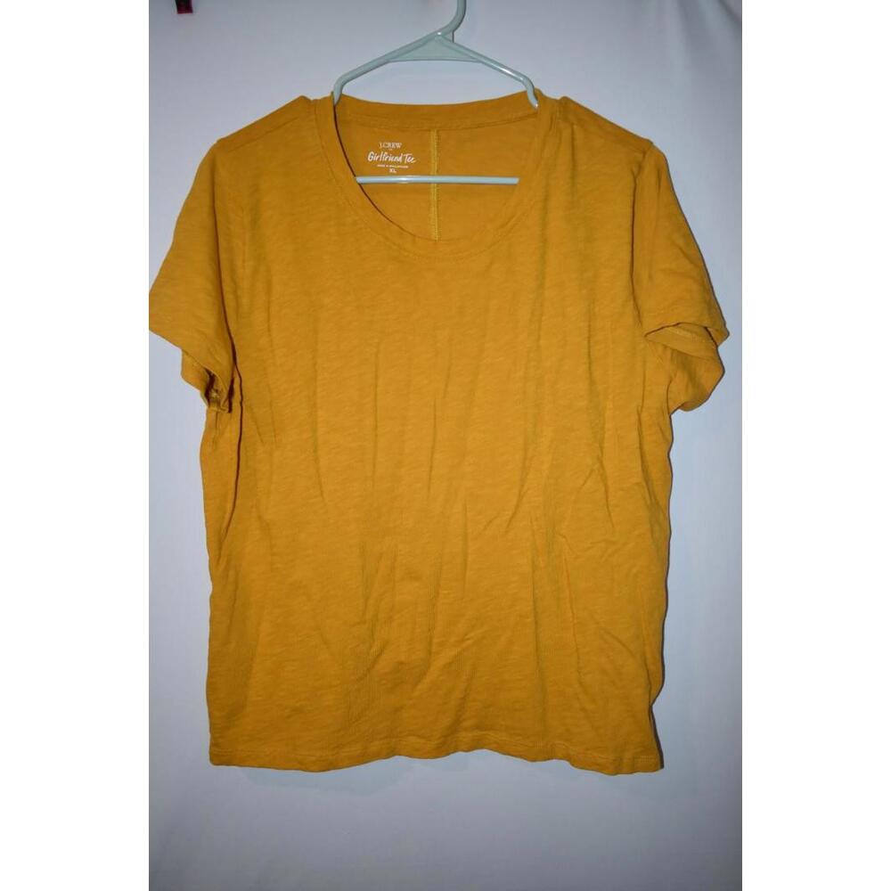 J.CREW Girlfriend Tee XL Gold/Mustard Crewneck Classic Lightweight